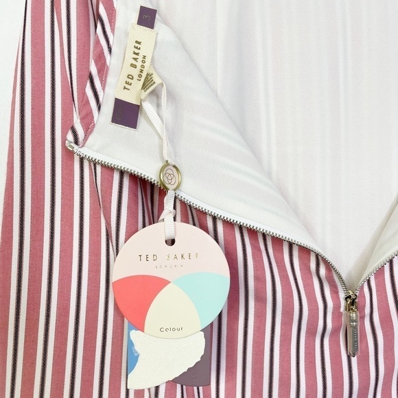 Ted Baker Coryn Striped Asymmetrical Ruffle Hem Skirt Pink NWT - Picture 11 of 16